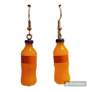 Orange Soda Dangle Earrings Orange Crush Drop Earrings Fun Gift
